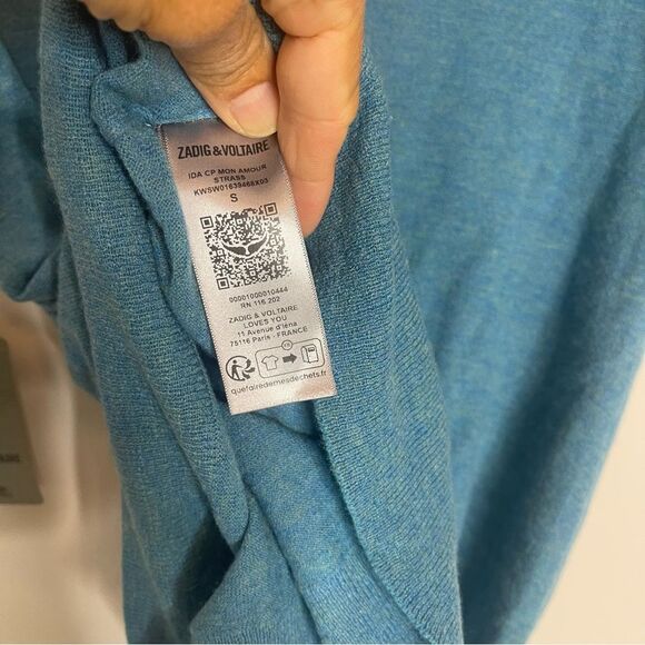 $348 ZADIG & VOLTAIRE Ida Diamante Amour Cashmere Sweater NWT FLAWED - Picture 13 of 14